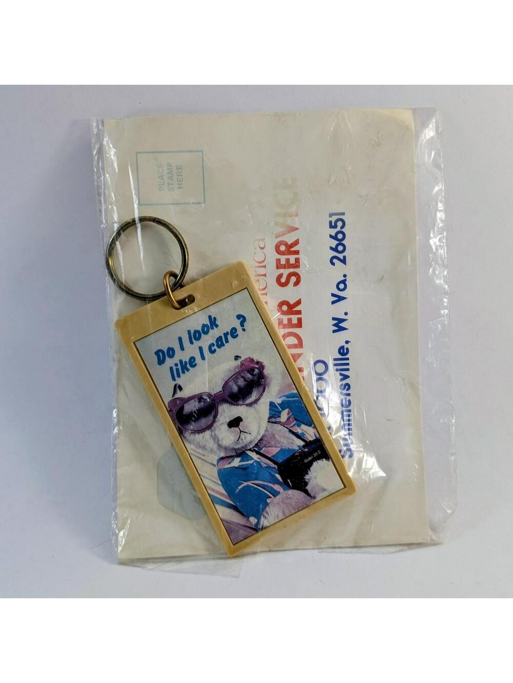 "Do I Look Like I Care?" Sunglasses Bear Keychain